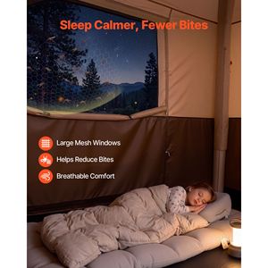 Tenda Gonfiabile per 8 Persone con Pompa Ricaricabile, Tubi d'Aria in TPU, 4 Grandi Finestre a Rete, Tessuto in Cotone, Portatile e Facile da Montare - Product Image 6