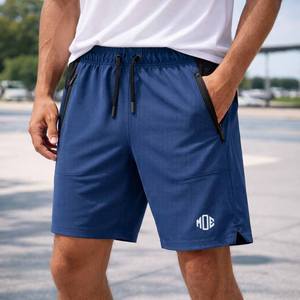 Shorts de sport blancs à séchage rapide pour hommes, taille élastique, cordon de serrage, poche arrière zippée, vêtements de sport d'entraînement, design imprimé, fabricant - Product Image 5