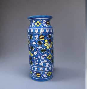 แจกันเซรามิคลายดอกไม้สีเหลืองอาทิตย์ คอแจกันทรงหยัก ของตกแต่งทันสมัยราคาขายส่ง - Product Image 2