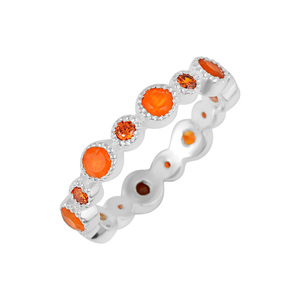 Solid 925 Sterling <b>Silver</b> Eternity Band <b>Ring</b> With Carnelian Gemstones Bezel <b>Set</b> Classic Women's Everyday Wear Fine <b>Ring</b> Jewelry - Product Image 1