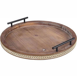 Hot Selling Mango Wood Rectangular Serving Tray With Rope Wrapped Handles Rustic Whitewashed Finish For Farmhouse Home Decor - Product Image 4