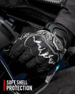 Full Finger Motorcycle Riding Gloves Black PU Leather Touchscreen Compatible Non Slip Breathable Hand Grips Adjustable Wrist - Product Image 5