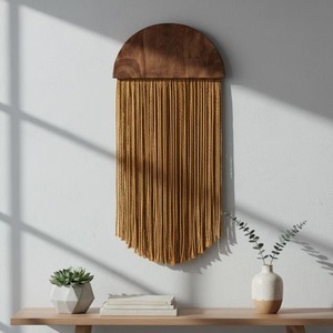 Bohemian Macrame Wall Hanging Natural Fiber Vertical Design Irregular Shape Home Decor Living Room Art Piece <b>Single</b>-Piece - Product Image 1