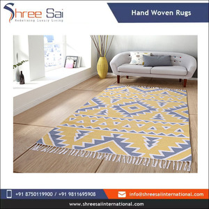 Tapis en coton tissé à la main indien de qualité supérieure brodé bloc à la main impression moderne géométrique lavable personnalisable tapis de zone de prière - Product Image 3