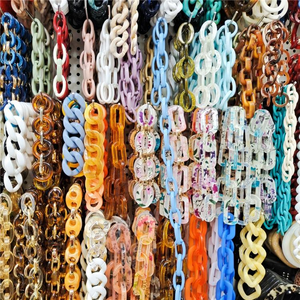 Fashion <b>Retro</b> Handmade Contrast Color Square Resin Acrylic Bead Chain Bag Portable Strap - Product Image 5