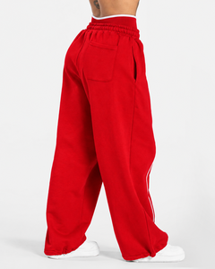 Conjunto de chándal de dos piezas para mujer al por mayor: Chaqueta con cremallera y contraste de líneas, pantalón de pierna ancha de ajuste relajado, ropa a juego. - Product Image 6