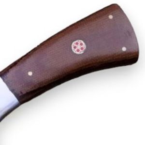 Cuchillos de Caza Profesionales de Damasco con Hoja Curva Fija, Mango de Madera Marrón y Patrón Decorativo de Acero para Campismo y Campo - Product Image 3