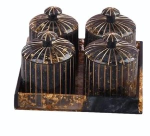 Bohemian Resin spice Storage Jars With lids cylinder containers For Wedding condiments storage Dry Fruits Vanity Tray - Product Image 4