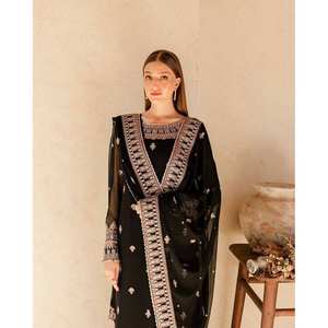 Beautiful <b>Silky</b> Salwar Kameez <b>Top</b> and Bottom Set with Dupatta for Party Wear - Product Image 2