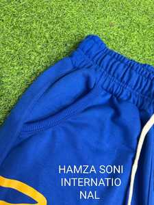 Shorts Bermuda HSI bleu uni pour homme, taille mi-haute, respirant, 100 % coton, logo avant, design ange, fermeture à cordon, style décontracté - Product Image 2