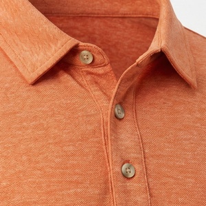 Polo en jersey de coton à manches courtes pour homme, couleur orange, décontracté, respirant, design tricoté uni, coupe classique - Product Image 4