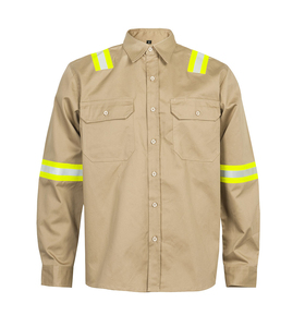 High Visibility Breathable Long Sleeve Cotton Mechanic Custom <b>Welding</b> Safety Worker <b>Shirt</b> Reflective Unisex - Product Image 3