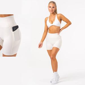 Shorts de Yoga para Mujer al por Mayor con Logotipo Personalizado, Secado Rápido, Transpirables, Cintura en V, Alta Calidad, Bolsillos Laterales para Celular, para Gimnasio y Entrenamiento - Product Image 1