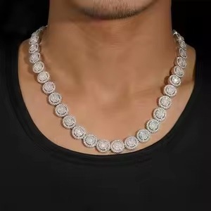 สร้อยคอแบบ Cuban Link ชุบเพชร ได้รับการรับรองจาก IGI เครื่องประดับฮิปฮอปสุดหรูสำหรับทุกเพศ สีเงิน/ทอง หนา ผลิตจากอินเดีย - Product Image 1