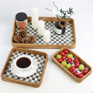 Wholesale Mother of Pearl inlay Rattan Serving Tray <b>set</b> 3 Decorative Tray for <b>Coffee</b> <b>Table</b> Kitchen Bathroom from Vietnam - Product Image 3