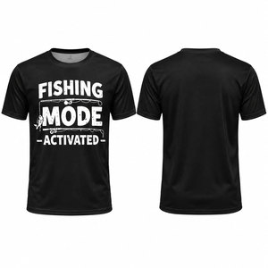 Camiseta gráfica con estampado de moda de pesca en color negro para hombre, camiseta estampada de manga corta - Product Image 1