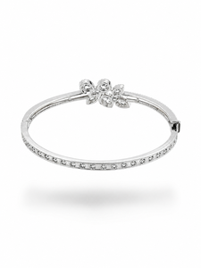 Elvora Gems ELV006-1 Romantic Flower Diamond <b>Bracelet</b> Women's Silver Plated D Color Round Brilliant Cut Wedding Jewelry - Product Image 5