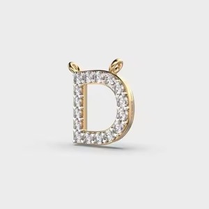Stylish Gold Initial Pendant with Diamond Alphabet Letter D <b>Charm</b> Personalized Jewelry for Women - Product Image 2