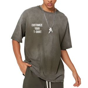 เสื้อยืดผู้ชายแฟชั่นใหม่ 100% ผ้าฝ้าย ทรงโอเวอร์ไซส์ ล้างสีแบบแอซิดวอช สไตล์สตรีทแวร์ หลวมๆ สบายๆ แบบถัก - Product Image 5