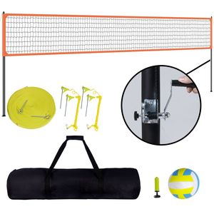Set Professionale Portatile da Pallavolo per Esterni con Pali in Alluminio Regolabili in Altezza e Pompa in PVC per Attrezzature da Campo - Product Image 1