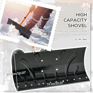Pala da Neve con Lama da 29 Pollici, Ruote da 10 Pollici, Angolo Regolabile, Manico in Legno/Metallo, Spingipista Manuale, Colore Arancione, Personalizzabile OEM - Product Image 6