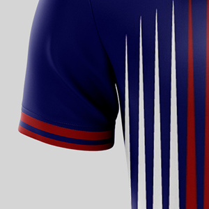 Men's Blue Red White Striped Printed Lightweight Sublimated for Shirt Short Sleeve Moisture Wicking Regular Fit <b>Soccer</b> - Product Image 3
