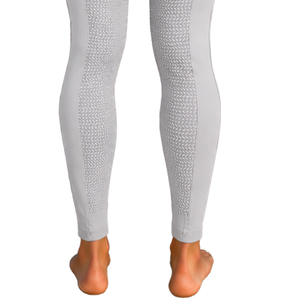 Leggings d'équitation taille haute gris clair pour femmes, extensibles, en tissu texturé avec poches avant - Product Image 6