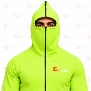 Sudadera con capucha y cremallera completa para hombre, verde neón, de forro polar, informal, corte regular, para otoño - Product Image 5