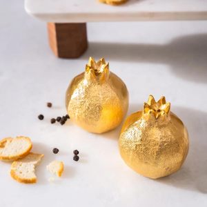 Golden Fruit Salt and Pepper Shaker Set Handcrafted Airtight Kitchen Storage Minimalist Design <b>Table</b> Seasoning Holder - Product Image 1