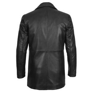 Manteau long en cuir pour homme de qualité supérieure, imperméable et écologique, chaleur hivernale, matière douce et durable, look moderne et élégant - Product Image 2