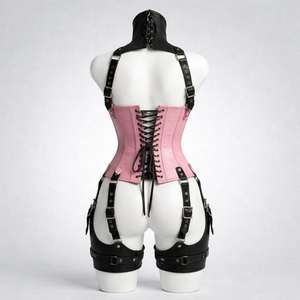 Ensemble de costume corset gothique en cuir avec harnais et dentelle pour femme, écologique, respirant, taille personnalisable - Product Image 6