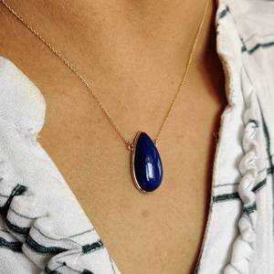 Natural <b>Lapis</b> <b>Lazuli</b> Pear Cut <b>Pendant</b> In 14K Gold 16x16MM Fine Fashion Jewelry <b>Pendant</b> For Women Wholesale Gold Jewelry Supply - Product Image 6