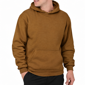 Men's Plain Hooded Sweatshirt Wholesale Cotton Fleece Pullover Kangaroo Pocket Custom Logo OEM ODM Manufacturer <b>Bulk</b> Comfort Fit - Product Image 1
