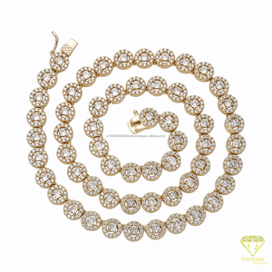 Collier classique en argent sterling 925 avec des pierres de diamants de laboratoire radieuses en or, idéal pour la bijouterie - Product Image 3