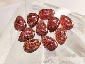 Cabochon en quartz fraise naturel de qualité AAA, forme poire, 12*8 mm, 100% PIERRE PRÉCIEUSE NATURELLE pour la fabrication de bijoux, prix de gros - Product Image 5