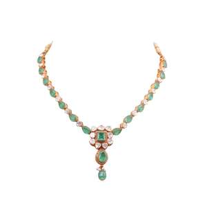 Ensemble collier et boucles d'oreilles classiques pour occasions spéciales, créés en argent sterling 925 Gajaah pour femmes, style nuptial - Product Image 1