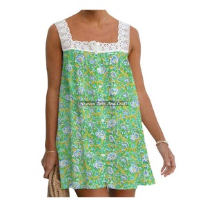 Túnica India con Estampado Floral Bohemio para Mujer, Diseño Bohemio, Prenda de Algodón, Estilo Gitano Hippie, Blusa con Encaje, Ropa de India y Pakistán - Product Image 2