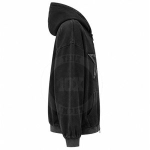 Sweat à capuche streetwear personnalisé, finition délavée à l'acide, en coton mélangé épais, coupe oversize, vêtement décontracté et tendance - Product Image 4