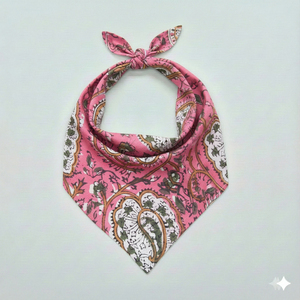 ผ้าพันคอผ้าฝ้ายพิมพ์ลายดอกไม้ Rajasthan Bloom Square สำหรับผู้หญิง แห้งเร็ว เป็นมิตรกับผิว - Product Image 3