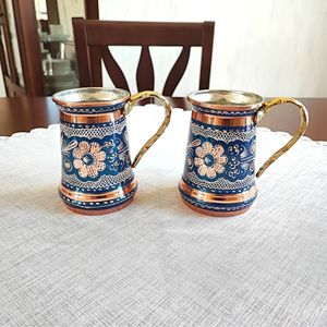 Tasse en cuivre artisanale, tasse à Moscow Mule en cuivre pur, tasse à bière de 17 oz, vaisselle peinte à la main, cadeau d'anniversaire, idées de cadeaux en cuivre, cadeaux pour la maison - Product Image 4