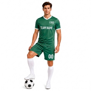 เสื้อฟุตบอลคอวีสีเขียวแขนสั้นพิมพ์ลายชื่อทีมด้วยความร้อนชุดกีฬา - Product Image 3