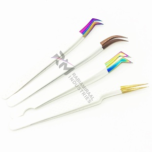 Pince à épiler pour extensions de cils RMI Multi / Or rose / Couleurs plasma or et pince à épiler à poignée unie avec revêtement en poudre blanche - Product Image 1