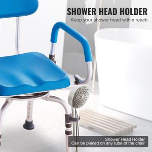 Chaise de douche pivotante d'une capacité de 300lb, siège de bain réglable à 360 degrés, bras pivotants, équipement de sécurité pour salle de bain rotatif antidérapant - Product Image 6
