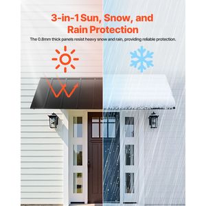 Auvent fixe en métal de 104 x 36 pouces avec structure triangulaire stable en acier, auvent pour fenêtre et porte, protection contre la pluie et la neige en extérieur - Product Image 6