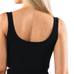 Débardeur OT Slit Tank pour femme, coupe ajustée et courte, noir, extensible, effet sculptant, pour la gym, le yoga, le sport et le quotidien, style premium. - Product Image 6