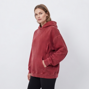 Haut à capuche de maternité et d'allaitement pour femme, coupe ample, délavé, 100% coton molletonné - Product Image 2