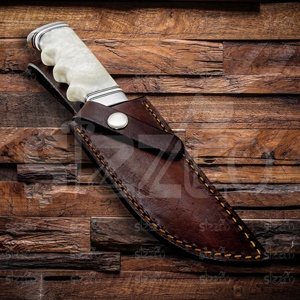 Cuchillo de Caza y Camping de 10 Pulgadas, Hecho a Mano, con Punta Clip, Mango de Resina Perlada, Acero D2 58-60HRC, Cuchillo EDC Utilitario OEM, el Mejor Regalo - Product Image 5