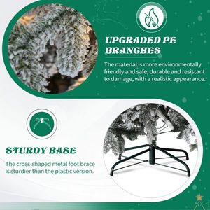 7 FT Snow Flocked Pre-lit Artificial Pencil Christmas <b>Tree</b> Hinged Pine <b>Tree</b> 1100 Branch Tips 400 <b>Lights</b> for Festive Holidays - Product Image 6