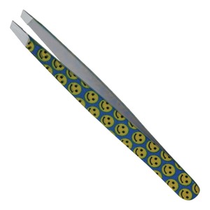 Pince à épiler professionnelle en acier inoxydable, pointe fine, droite, durable, motif sourire bleu, tendance - Product Image 3