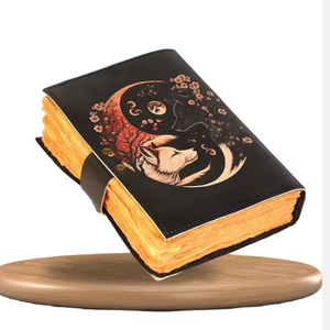 Beautiful Fox Print <b>Leather</b> Journal of Shadows Grimoire Journal With Deckle Edge Papers and C-Lock Closure Journal Books - Product Image 4